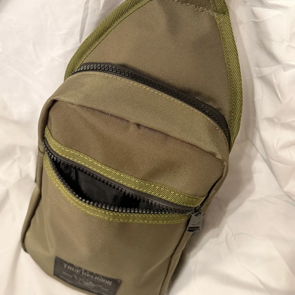 True Religion Sling Crossbody Avery Shoulder‎ Bag| Olive Color | New With Tag